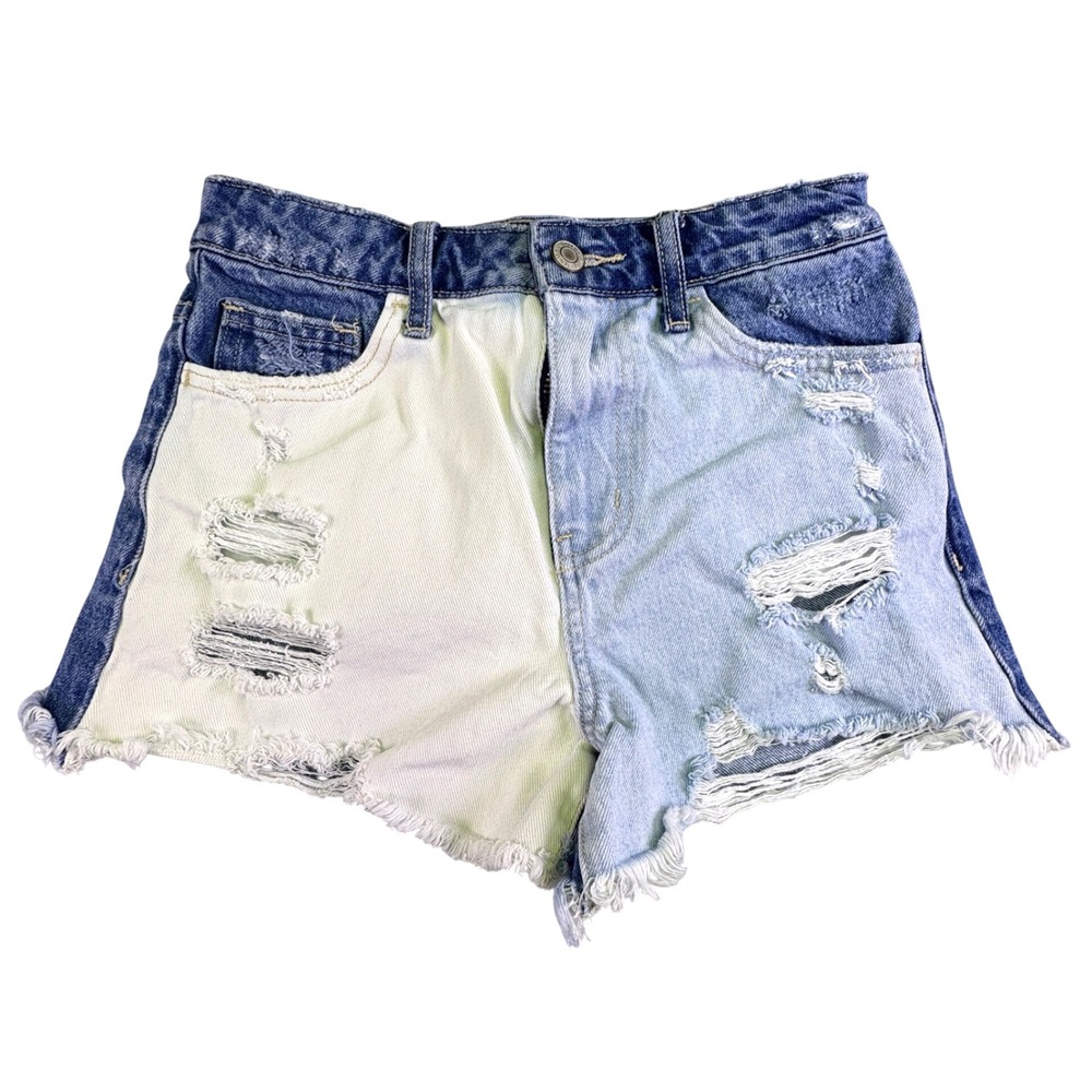Vervet Los Angeles Shorts Women's Size XS‎ Colorblock Distressed Blue White